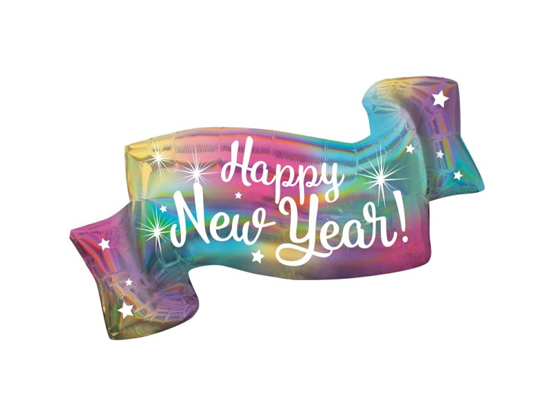 PALLONE MYLAR BANNER HAPPY NEW YEAR 99 CM - L'Officina delle