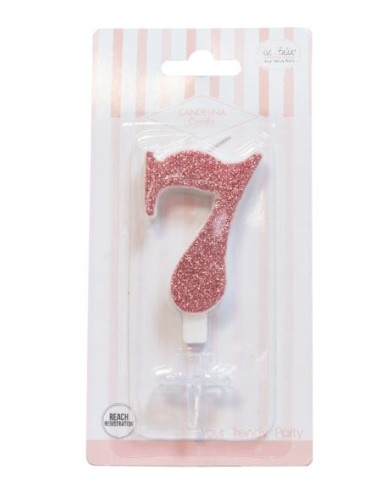 Candeline compleanno numero 2 rosa h 7 cm