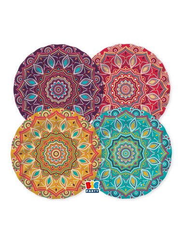 8 PIATTI CARTA MIX Ø 25CM MANDALA - L'Officina delle feste