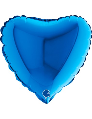 PALLONE CUORE MYLAR 9" BLU 19X19CM 1PZ - L'Officina delle feste