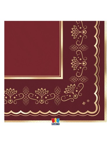 16 TOVAGLIOLI 33X33 ROYAL RED BORDO METAL ORO - L'Officina