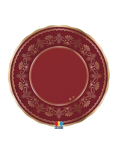 6 PIATTI CARTA ROYAL RED 25CM BORDO METAL ORO - L'Officina