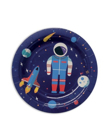 PIATTO CARTA 18CM ASTRONAUTA SPAZIO 8PZ - L'Officina delle feste