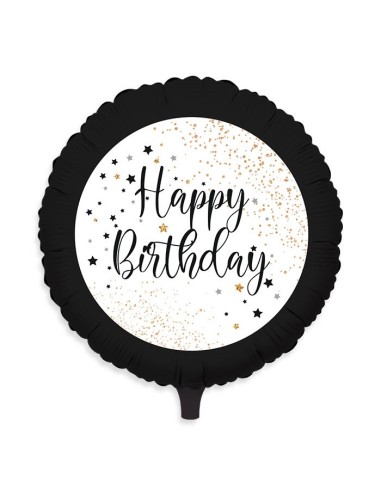 PALLONE MYLAR 18" 45CM HAPPY BIRTHDAY BLACK & DOTS - L'Officina