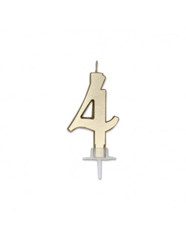 CANDELA NUMERO 4 CERA ITALIC METAL ORO 7CM - L'Officina delle