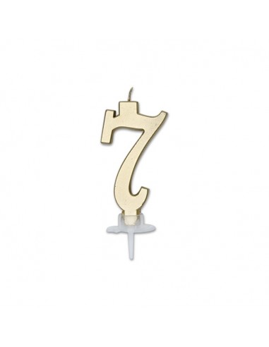 CANDELA NUMERO 7 CERA ITALIC METAL ORO 7CM - L'Officina delle