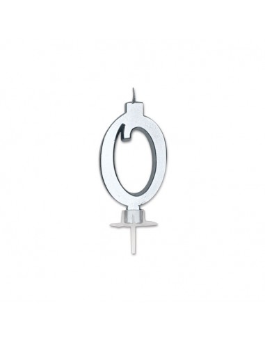 CANDELA NUMERO 0 CERA ITALIC METAL ARGENTO 7CM - L'Officina