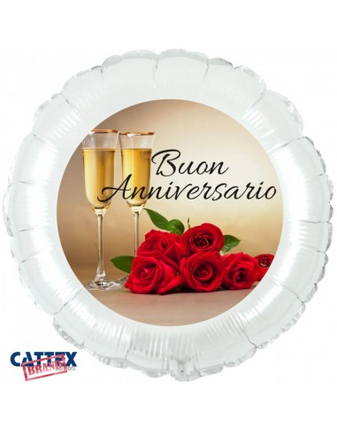 PALLONE MYLAR 18" FELICE ANNIVERSARIO 45CM - L'Officina delle