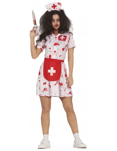 COSTUME DONNA INFERMIERA INSANGUINATA ZOMBIE TG. XL 44-46 -