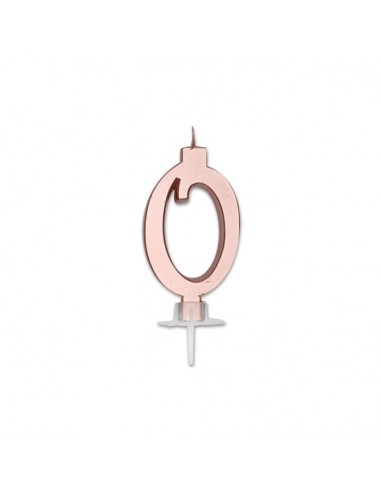 CANDELA NUMERO 0 CERA ITALIC METAL ROSE GOLD 7CM