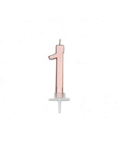 CANDELA NUMERO 1 CERA ITALIC METAL ROSE GOLD 7CM