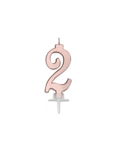 CANDELA NUMERO 2 CERA ITALIC METAL ROSE GOLD 7CM