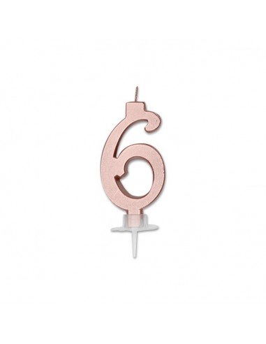 CANDELA NUMERO 6 CERA ITALIC METAL ROSE GOLD 7CM