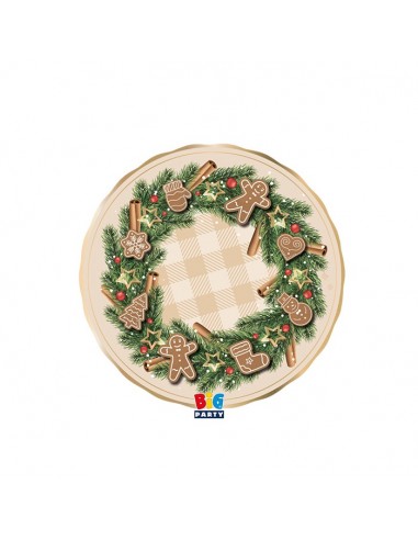 6 PIATTI CARTA 20CM GINGERBREAD PLASTIC FREE