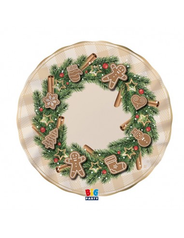 6 PIATTI CARTA 25CM GINGERBREAD PLASTIC FREE