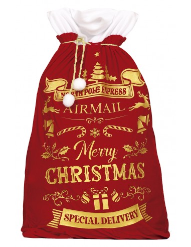 SACCO BABBO NATALE CHRISTMAS SIMIL VELLUTO 60x95CM - L'Officina