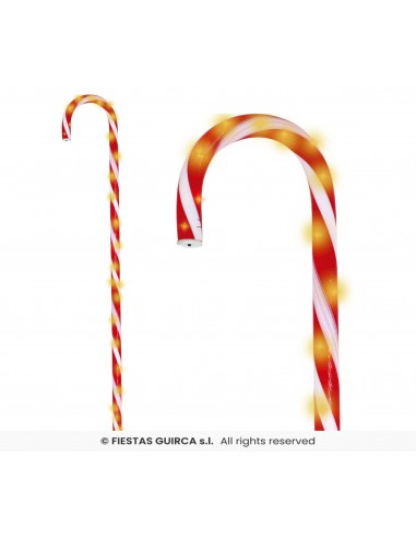 BASTONCINO DI ZUCCHERO CANDY CANE IN PLASTICA CON LUCE 70CM -