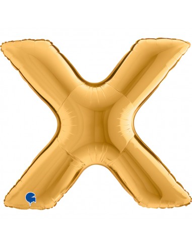 PALLONE MYLAR MEGA LETTERA "X" ORO 102CM - L'Officina delle