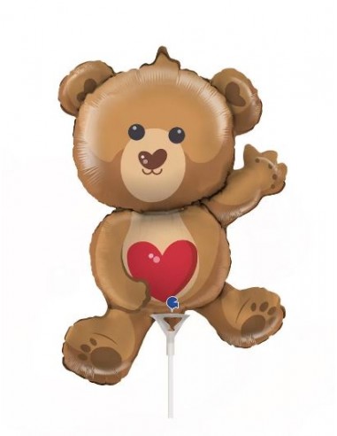 PALLONE MYLAR MINI 16" TEDDY BEAR CON CUORE 40CM - L'Officina