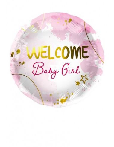 PALLONE MYLAR 18" WELCOME BABY GIRL 45CM - L'Officina delle