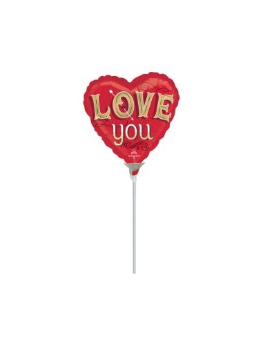 PALLONE MYLAR CUORE ROSSO 4" LOVE YOU ROSSO 10CM