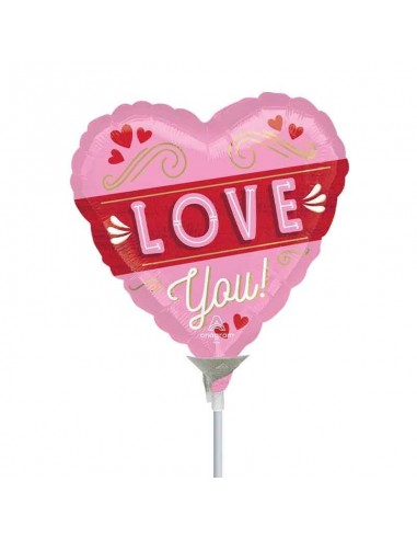 PALLONE MYLAR CUORE ROSSO 9" LOVE YOU ROSA - L'Officina delle