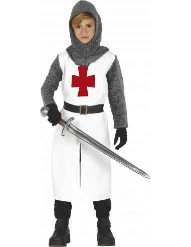 COSTUME CAVALIERE TEMPLARE CROCIATO BIMBO 10 - 12 ANNI -