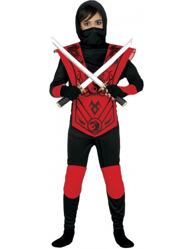 COSTUME NINJA ROSSO BIMBO 7 - 9 ANNI - L'Officina delle feste