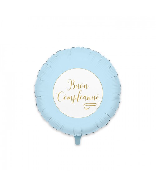 Piatti in Carta Buon Compleanno Chic Celeste e Oro Metal 8 pezzi 18 cm