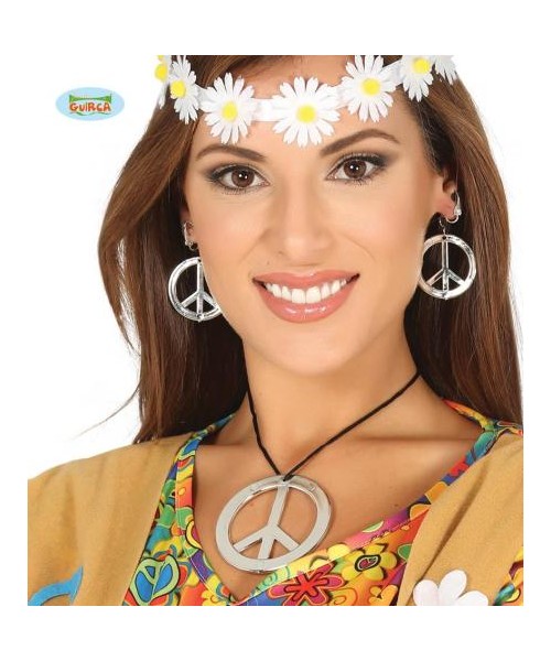 Collana Hippie Simbolo Della Pace Fluo Accessori Halloween E