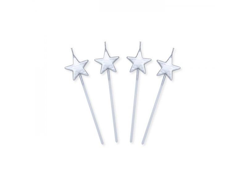 4 CANDELINE PICK STELLE ARGENTO METAL CM.13